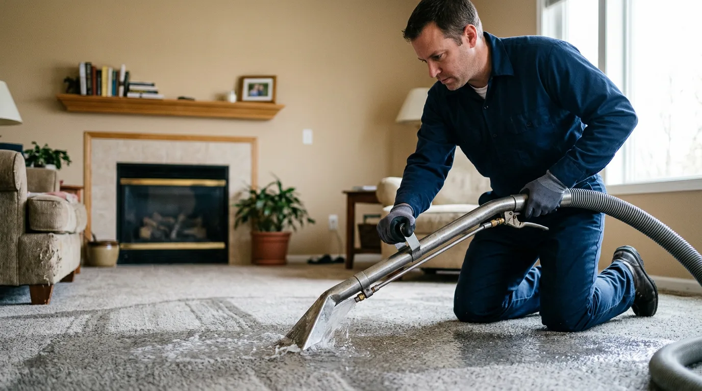 Water damage restoration technician working near Livingston, AL